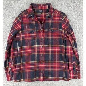Patagonia Organic Cotton Flannel Shirt Womens 2 Plaid Fjord Button Front Hiking